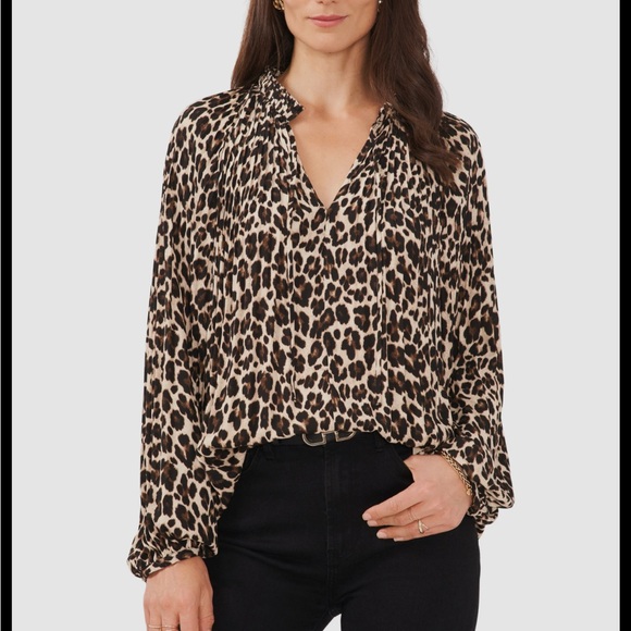 Vince Camuto leopard print blouse size XS - Picture 1 of 5
